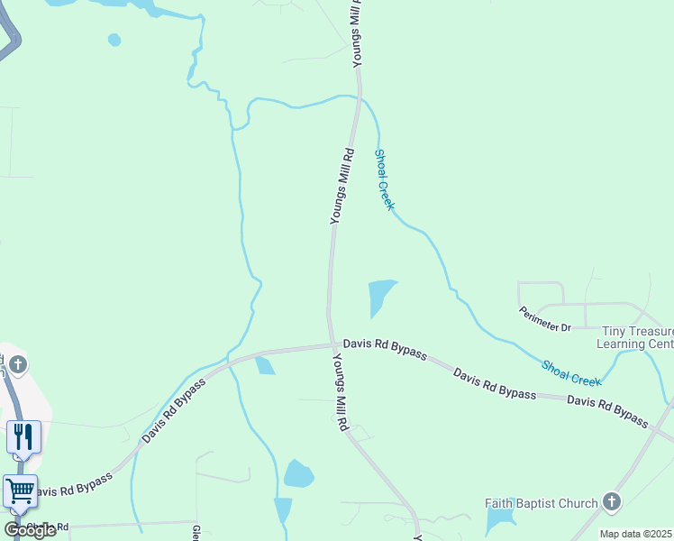 map of restaurants, bars, coffee shops, grocery stores, and more near 1276 Youngs Mill Road in LaGrange
