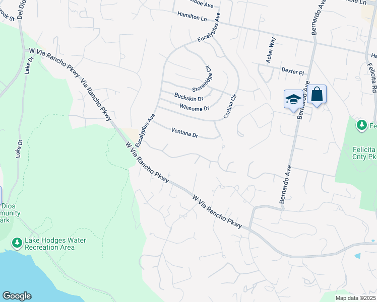 map of restaurants, bars, coffee shops, grocery stores, and more near 1534 Andorre Glen in Escondido