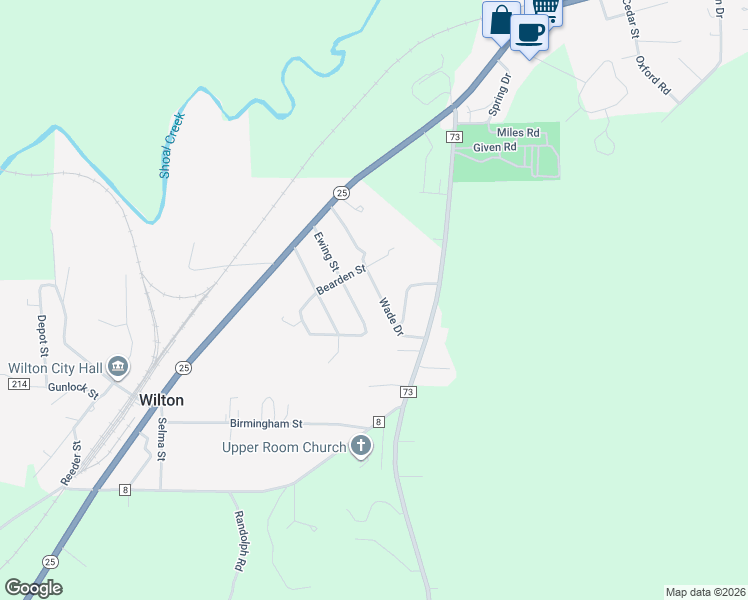 map of restaurants, bars, coffee shops, grocery stores, and more near 278 Wade Drive in Montevallo