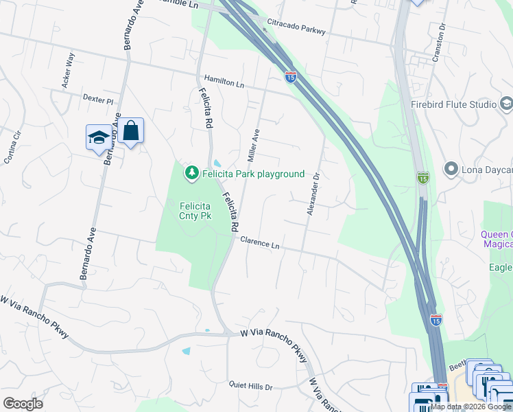 map of restaurants, bars, coffee shops, grocery stores, and more near 2707 Cita Avenue in Escondido