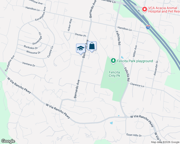 map of restaurants, bars, coffee shops, grocery stores, and more near 2822 Bernardo Avenue in Escondido