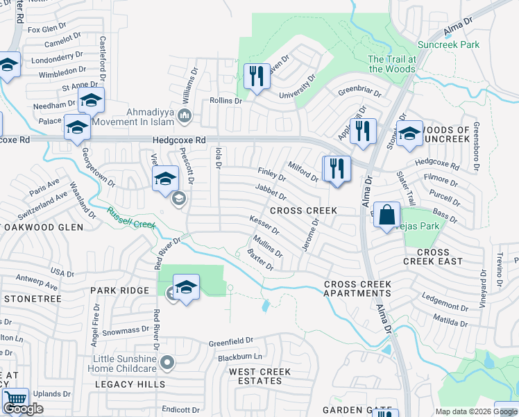 map of restaurants, bars, coffee shops, grocery stores, and more near 1400 Heidi Drive in Plano