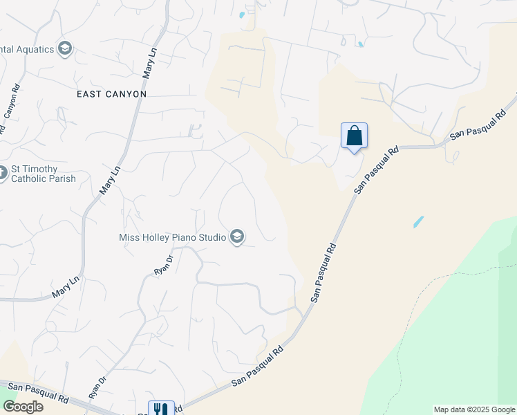 map of restaurants, bars, coffee shops, grocery stores, and more near 2916 Anaheim Street in Escondido