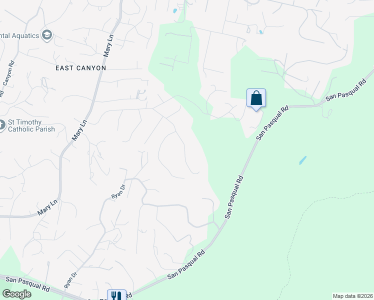 map of restaurants, bars, coffee shops, grocery stores, and more near 2916 Anaheim Street in Escondido