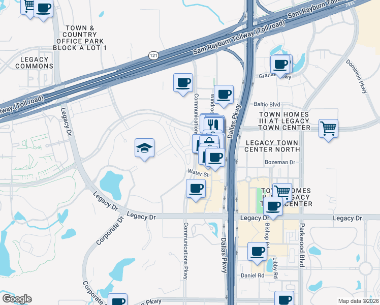 map of restaurants, bars, coffee shops, grocery stores, and more near 6108 Echelon Way in Plano
