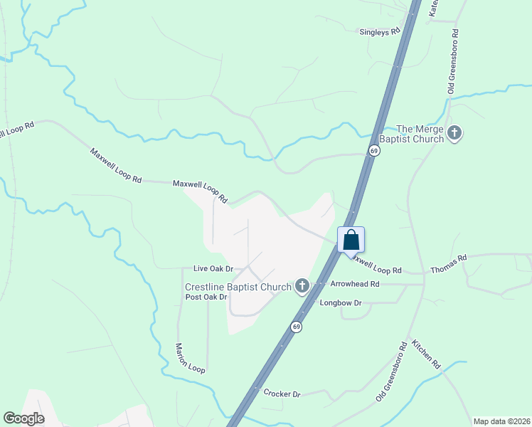 map of restaurants, bars, coffee shops, grocery stores, and more near 11270 Maxwell Loop Road in Tuscaloosa