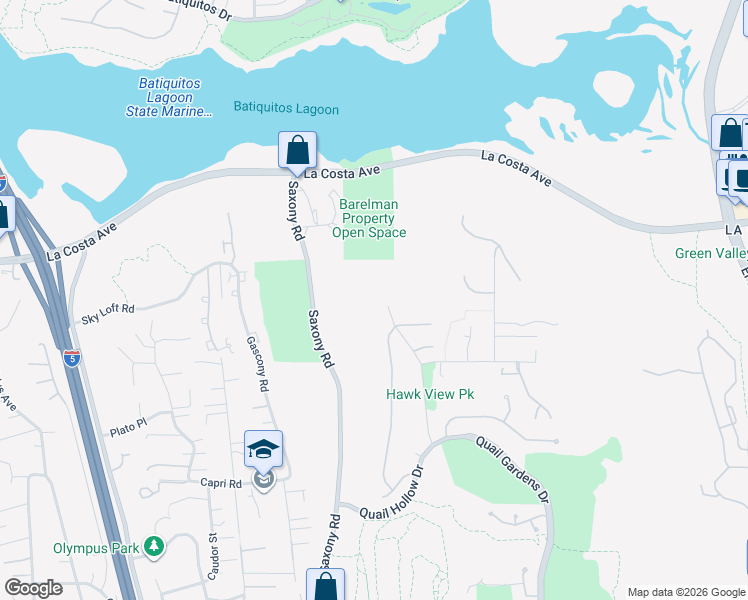 map of restaurants, bars, coffee shops, grocery stores, and more near 1786 Swallowtail Road in Encinitas