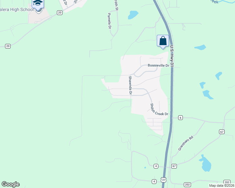 map of restaurants, bars, coffee shops, grocery stores, and more near 274 Shawnda Drive in Calera