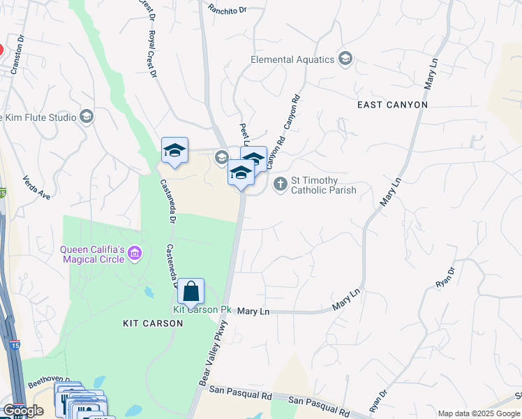 map of restaurants, bars, coffee shops, grocery stores, and more near 722 Cody Lane in Escondido