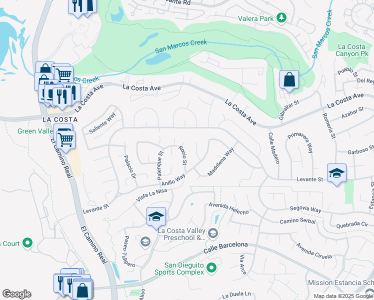 map of restaurants, bars, coffee shops, grocery stores, and more near 7722 Rocio Street in Carlsbad