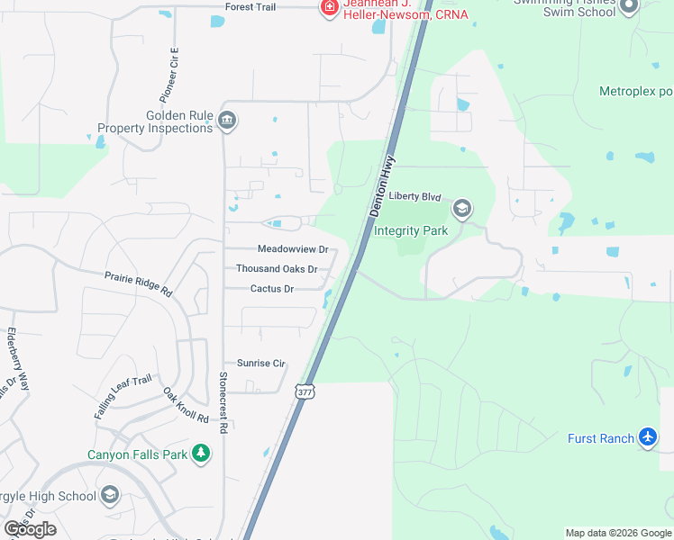 map of restaurants, bars, coffee shops, grocery stores, and more near 4375 Meadowview Drive in Argyle