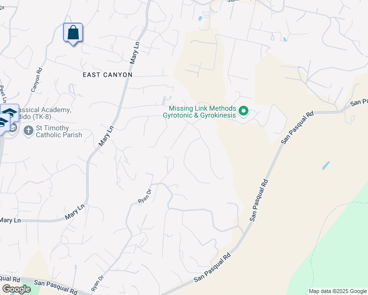 map of restaurants, bars, coffee shops, grocery stores, and more near 3051 Don Rolando in Escondido