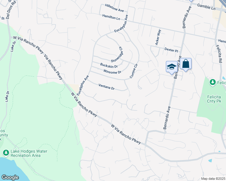 map of restaurants, bars, coffee shops, grocery stores, and more near 1445 Ventana Drive in Escondido
