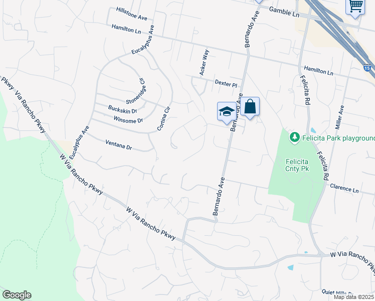 map of restaurants, bars, coffee shops, grocery stores, and more near 1245 Bernardo Ridge Place in Escondido