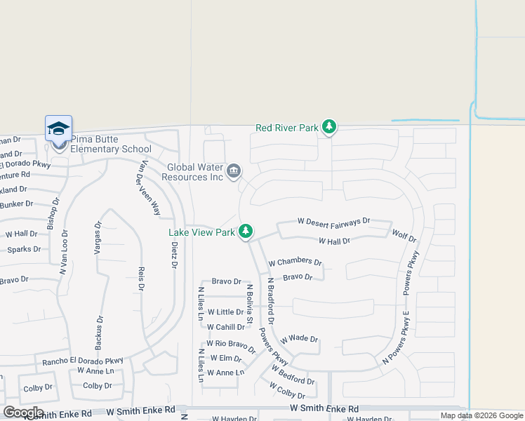 map of restaurants, bars, coffee shops, grocery stores, and more near 40970 West Agave Road in Maricopa