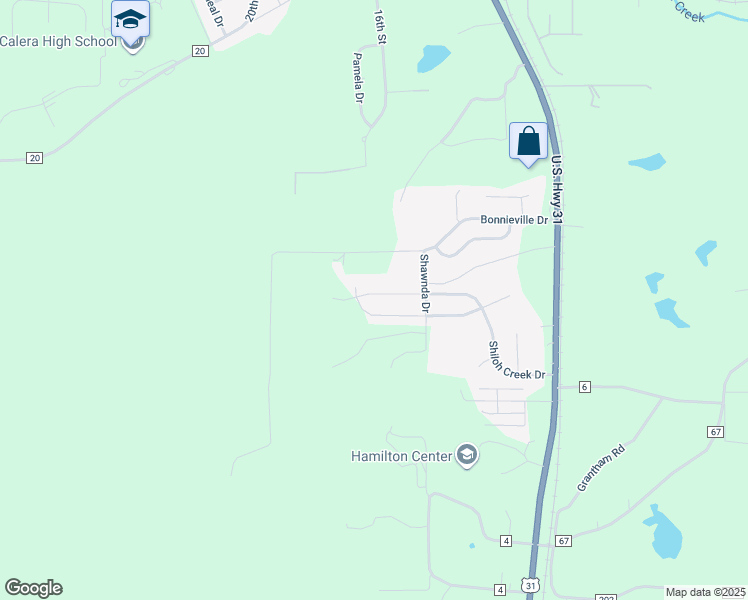 map of restaurants, bars, coffee shops, grocery stores, and more near 455 Bonnieville Drive in Calera