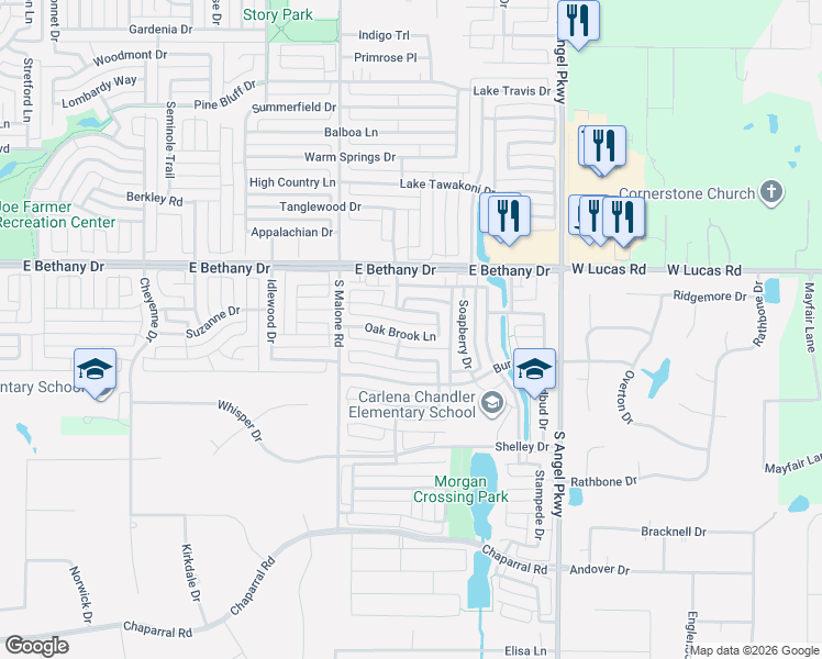 map of restaurants, bars, coffee shops, grocery stores, and more near 1714 Mapleleaf Falls Drive in Allen