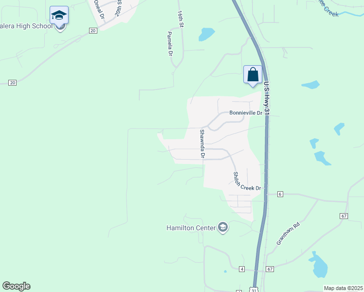 map of restaurants, bars, coffee shops, grocery stores, and more near 455 Bonnieville Drive in Calera