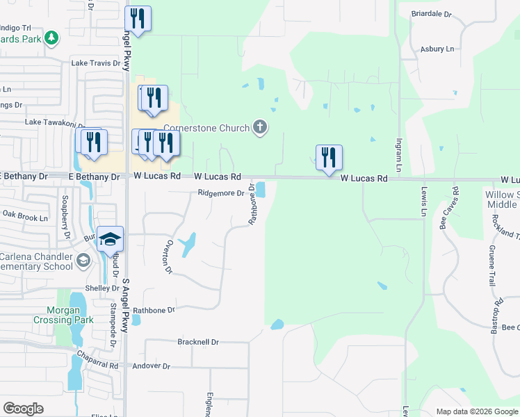 map of restaurants, bars, coffee shops, grocery stores, and more near 6026 Rathbone Drive in Allen