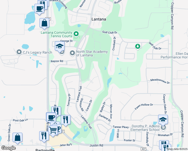 map of restaurants, bars, coffee shops, grocery stores, and more near 861 Hayden Road in Lantana
