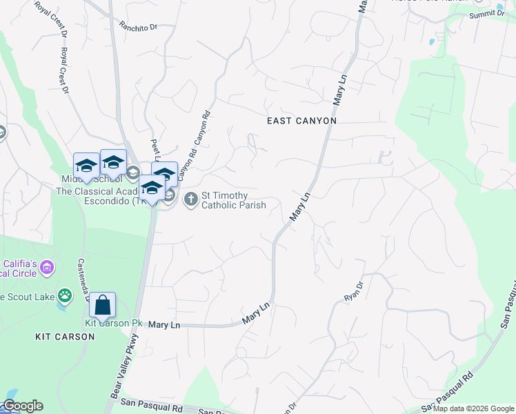 map of restaurants, bars, coffee shops, grocery stores, and more near 2457 Nabal Street in Escondido