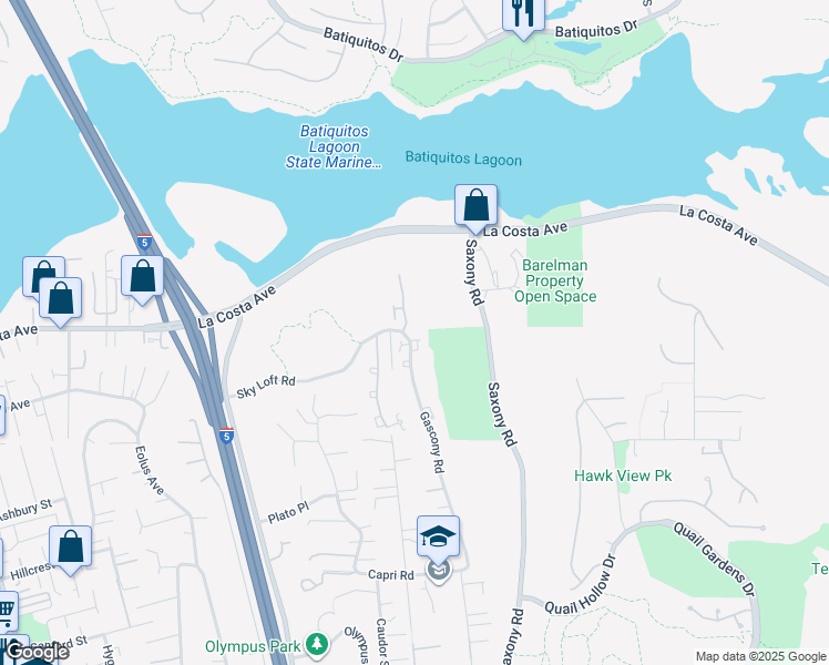 map of restaurants, bars, coffee shops, grocery stores, and more near 1763 Gascony Road in Encinitas