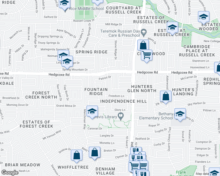 map of restaurants, bars, coffee shops, grocery stores, and more near 7901 Constitution Drive in Plano