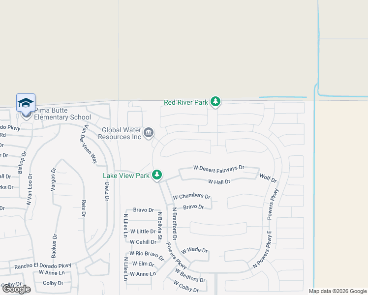 map of restaurants, bars, coffee shops, grocery stores, and more near 40970 West Agave Road in Maricopa
