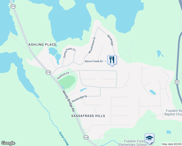 map of restaurants, bars, coffee shops, grocery stores, and more near 105 Saint Clare Court in LaGrange