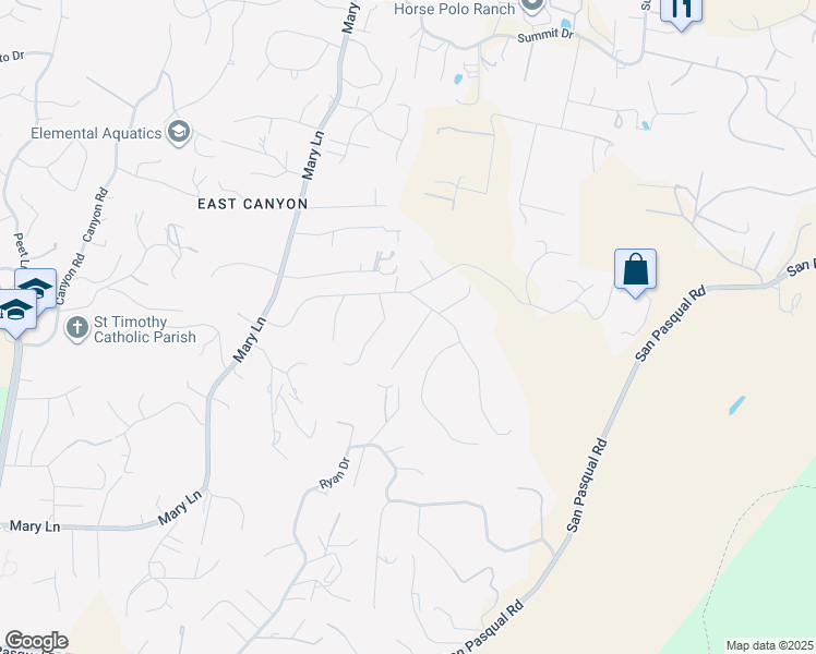 map of restaurants, bars, coffee shops, grocery stores, and more near 3034 Donee Diego Drive in Escondido