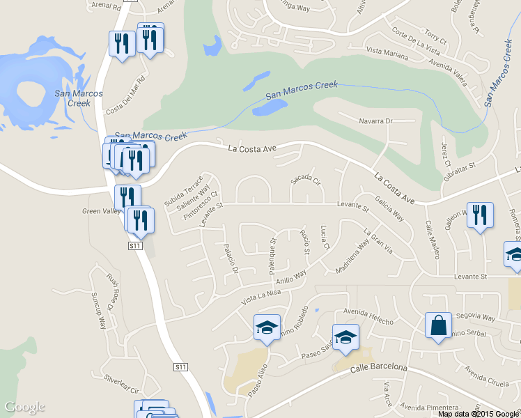 map of restaurants, bars, coffee shops, grocery stores, and more near 2266 Plazuela Street in Carlsbad