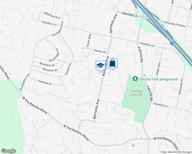 map of restaurants, bars, coffee shops, grocery stores, and more near 2735 Bernardo Avenue in Escondido