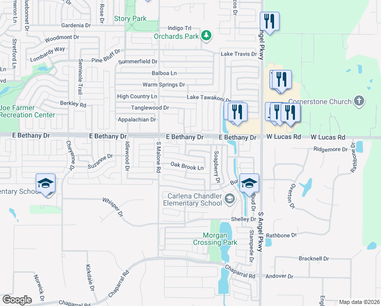 map of restaurants, bars, coffee shops, grocery stores, and more near 1703 Mapleleaf Falls Drive in Allen