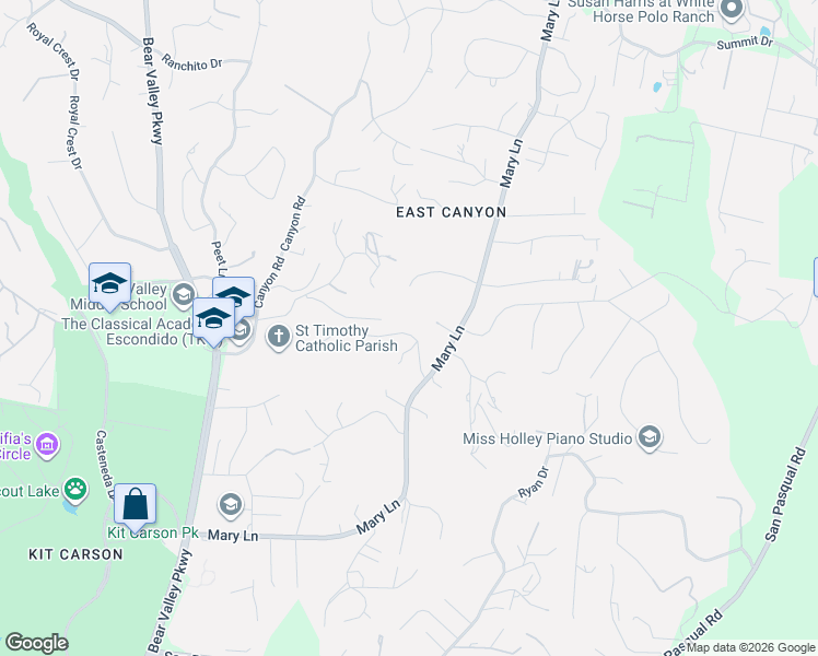map of restaurants, bars, coffee shops, grocery stores, and more near 2518 Nabal Street in Escondido