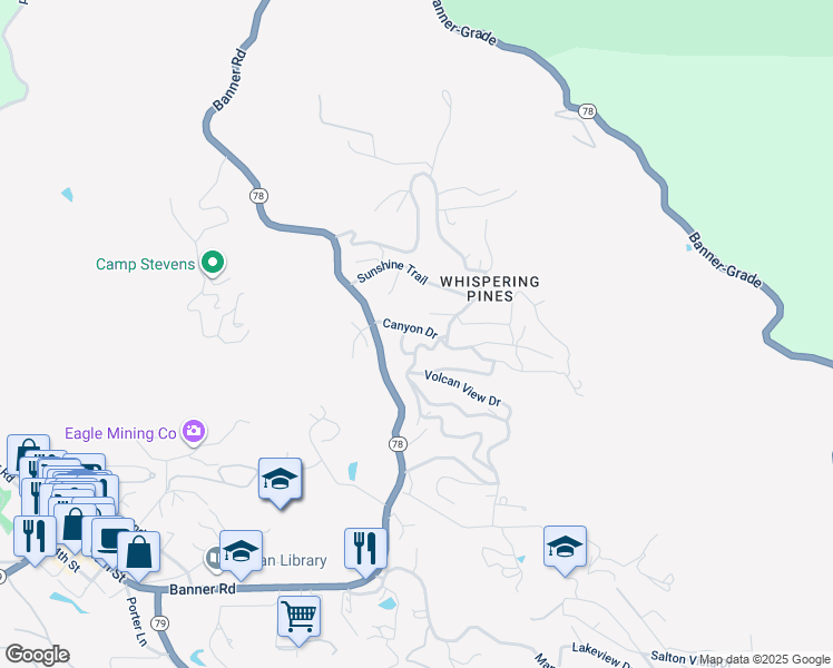 map of restaurants, bars, coffee shops, grocery stores, and more near 2048 Whispering Pines Drive in Julian