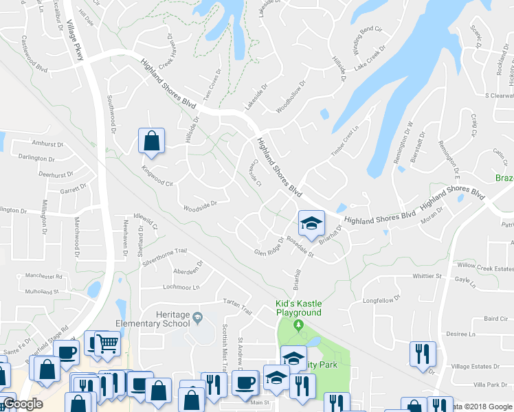 map of restaurants, bars, coffee shops, grocery stores, and more near 2510 Rosedale Street in Lewisville