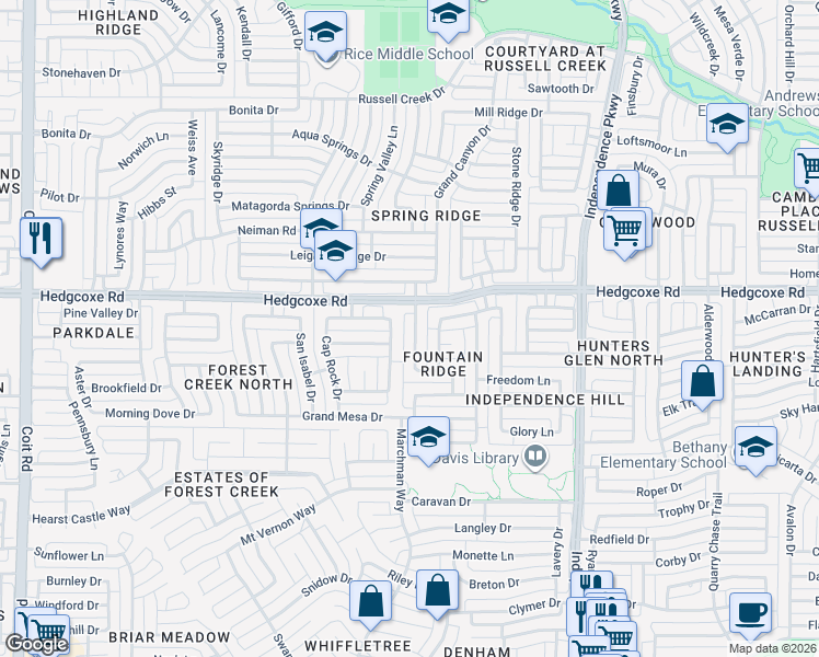map of restaurants, bars, coffee shops, grocery stores, and more near 7920 Aqua Vista Drive in Plano