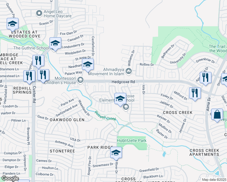map of restaurants, bars, coffee shops, grocery stores, and more near 7909 Vienna Drive in Plano