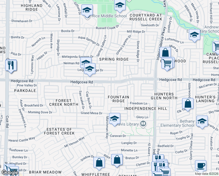 map of restaurants, bars, coffee shops, grocery stores, and more near 7920 Aqua Vista Drive in Plano