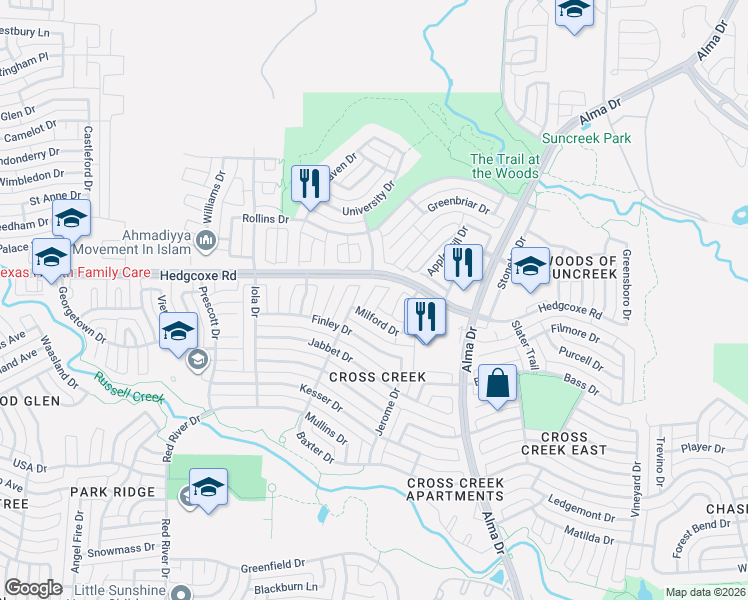 map of restaurants, bars, coffee shops, grocery stores, and more near 7922 Aaron Circle in Plano