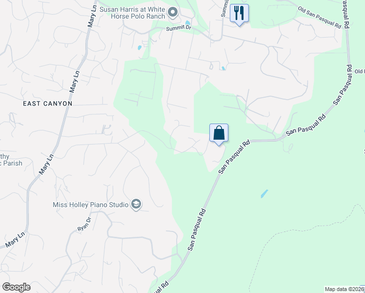 map of restaurants, bars, coffee shops, grocery stores, and more near 2893 Paseo Del Sol in Escondido