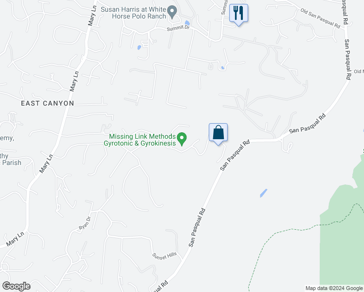 map of restaurants, bars, coffee shops, grocery stores, and more near 2893 Paseo Del Sol in Escondido