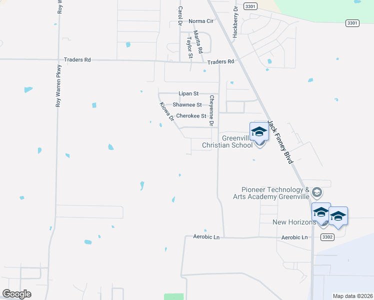 map of restaurants, bars, coffee shops, grocery stores, and more near 8922 Kiowa Drive in Greenville