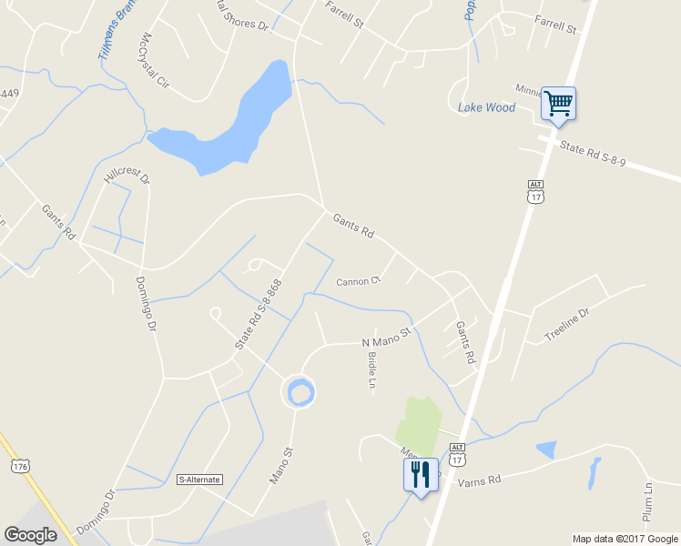 map of restaurants, bars, coffee shops, grocery stores, and more near 144 Cannon Court in Moncks Corner