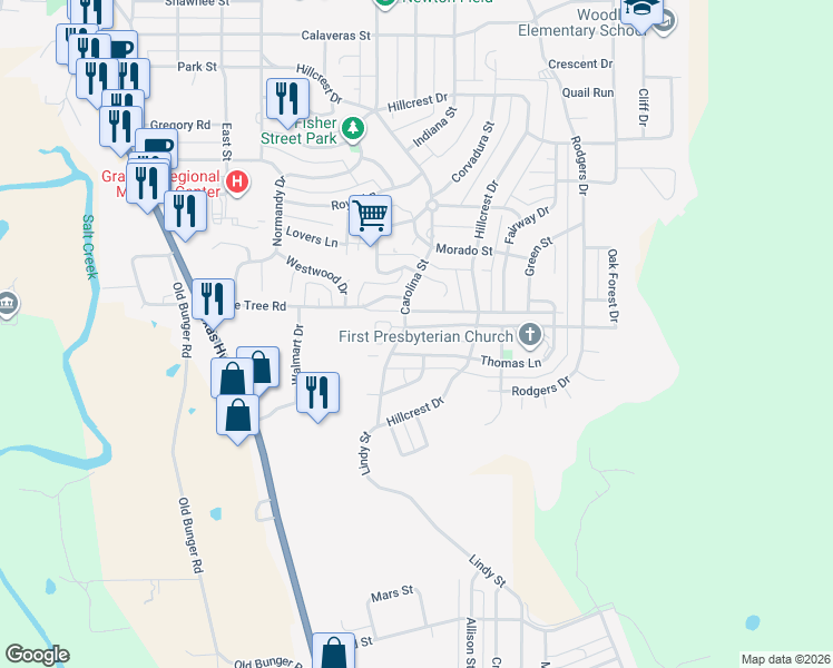 map of restaurants, bars, coffee shops, grocery stores, and more near 1202 Randy Drive in Graham