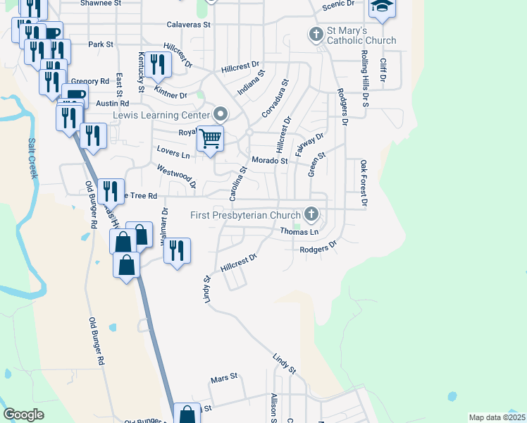 map of restaurants, bars, coffee shops, grocery stores, and more near 1212 Randy Drive in Graham