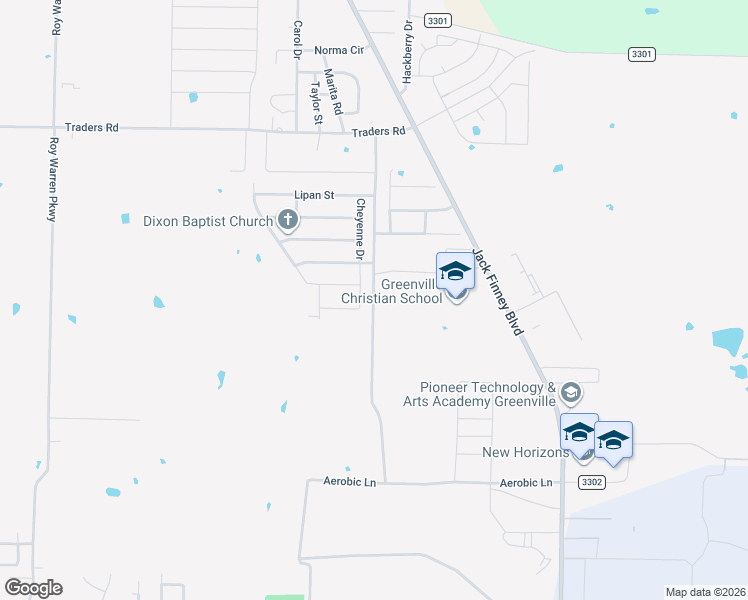 map of restaurants, bars, coffee shops, grocery stores, and more near Cedar Creek Dr in Greenville