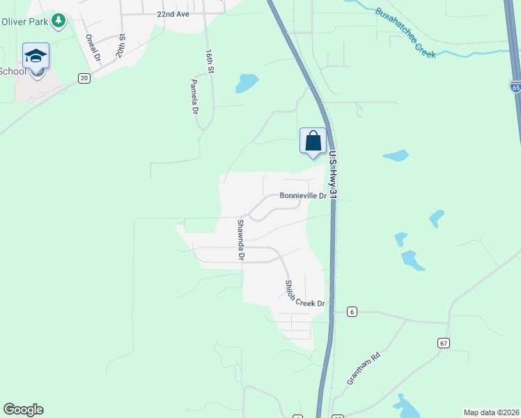 map of restaurants, bars, coffee shops, grocery stores, and more near 207 Bonnieville Drive in Calera
