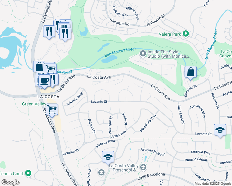 map of restaurants, bars, coffee shops, grocery stores, and more near 2406 Sacada Circle in Carlsbad