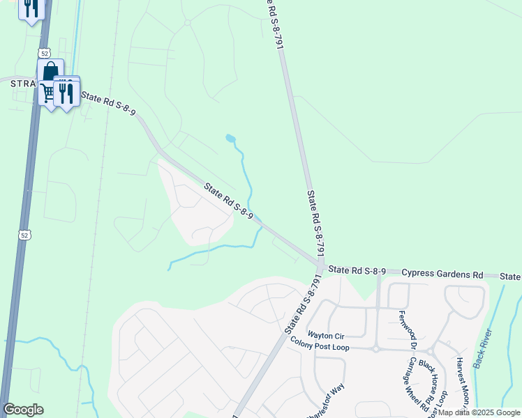 map of restaurants, bars, coffee shops, grocery stores, and more near 1001 Bald Cypress Drive in Moncks Corner